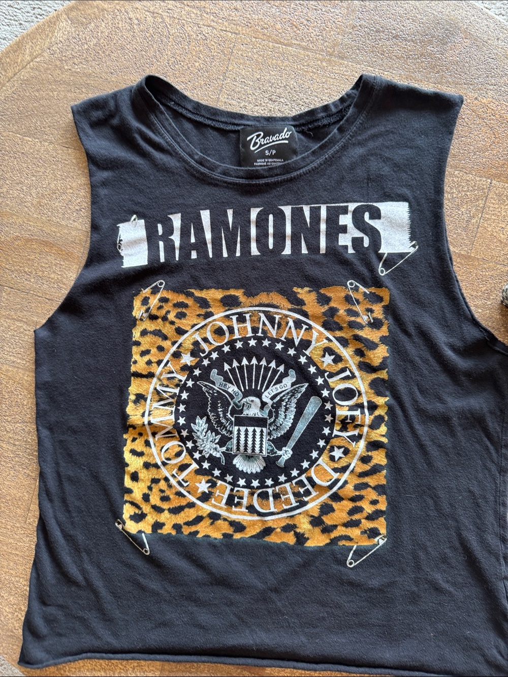 Bravado Black Ramones Graphic Tank with Leopard Patch